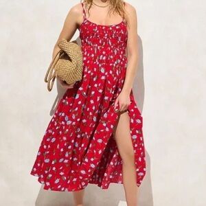 J. Crew Flowing Floral Corseted Maxi Sundress Tiered Strappy Full Skirt